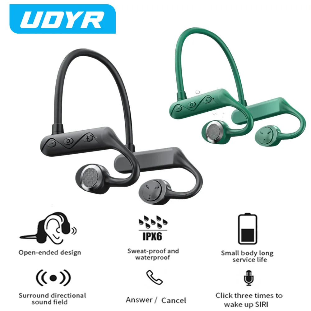 

Bone Conduction Headphones Bluetooth 5.0 Wireless Not In-Ear Headset IPX5 Waterproof Sport Earphones Lightweight Ear Hook