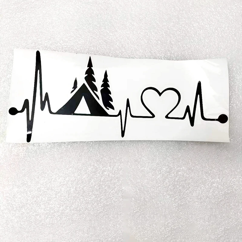 

20cm*8cm Tent Camper Heartbeat Lifeline Monitor Camping Car Sticker Automobiles Exterior Accessories Vinyl Decals