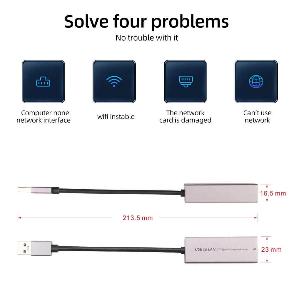 Проводная внешняя сетевая карта 2500 Мбит/с USB C м Тип к RJ45 конвертер Ethernet Lan адаптер