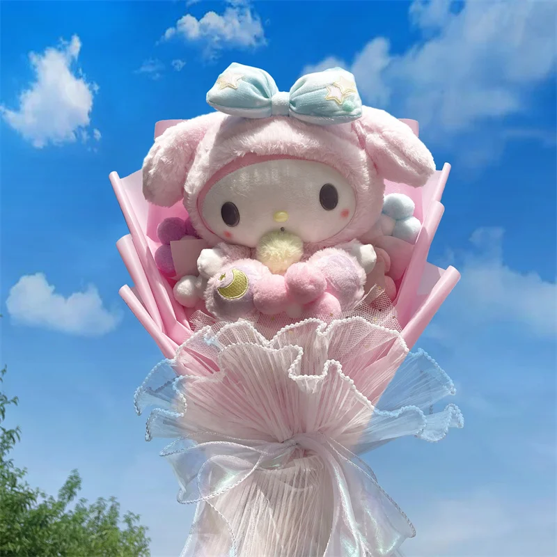 

Cartoon My Melody Kuromi Cinnamoroll Kt Cat Plush Doll Toy Sanrio Bouquet Gift Box Graduation Valentine's Day Christmas Gifts