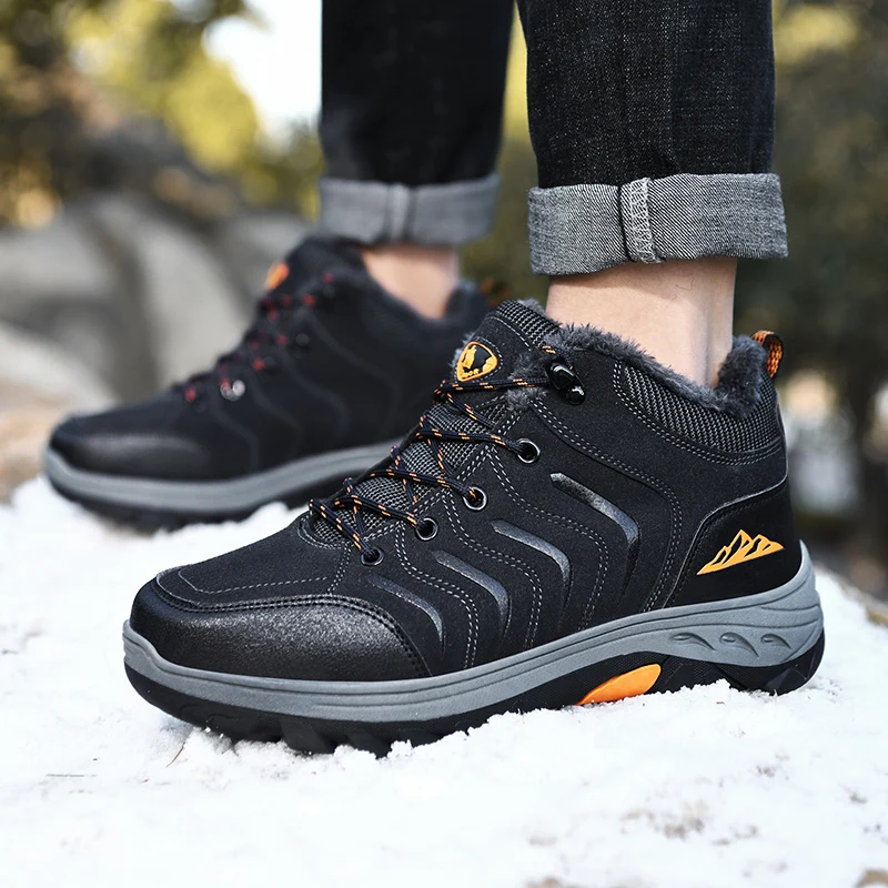 New Autumn Winter Hiking Shoes Men Trekking Boots Waterproof Non-slip Outdoor Men's Sports Shoes Fur Warm Trekking Male Sneakers