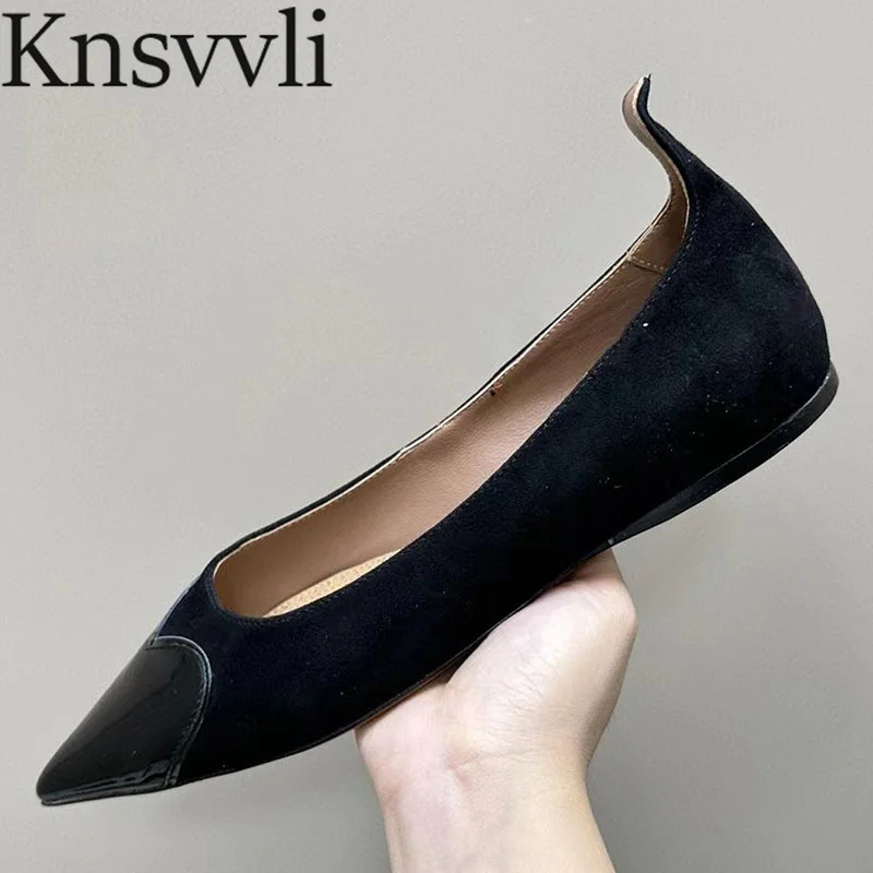 

New Ballet Flat Shoes Women Kid Suede Loafers Pointed Toe Slip-on Summer Shoes Ladies Fashion Comfort Walk Shoes Woman