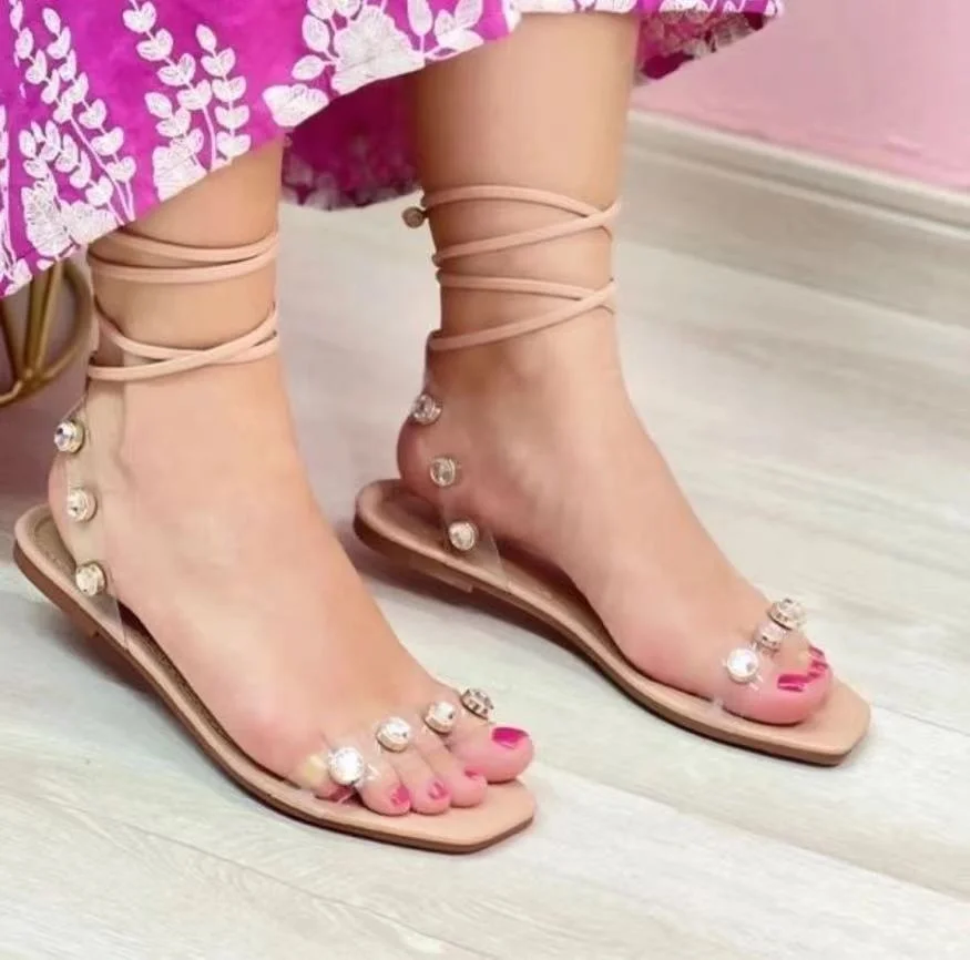 

Женская обувь, Новинка лета 2023, модная женская внешняя одежда, босоножки со шнуровкой и оборками, тапочки, женская обувь