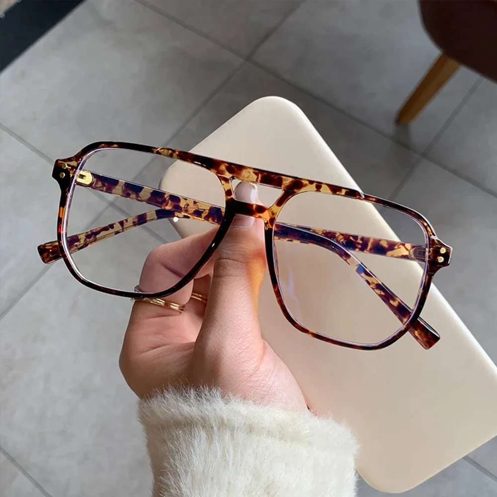 JNPCXI Ретро квадратные Двойные мосты Женская оправа для очков прозрачные