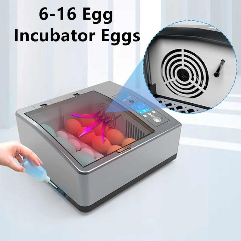 6-16 Egg Household LCD Display Incubator Automatic Smart Incubator Chicken Duck Goose Pigeon Mini Incubator Poultry Hatcher