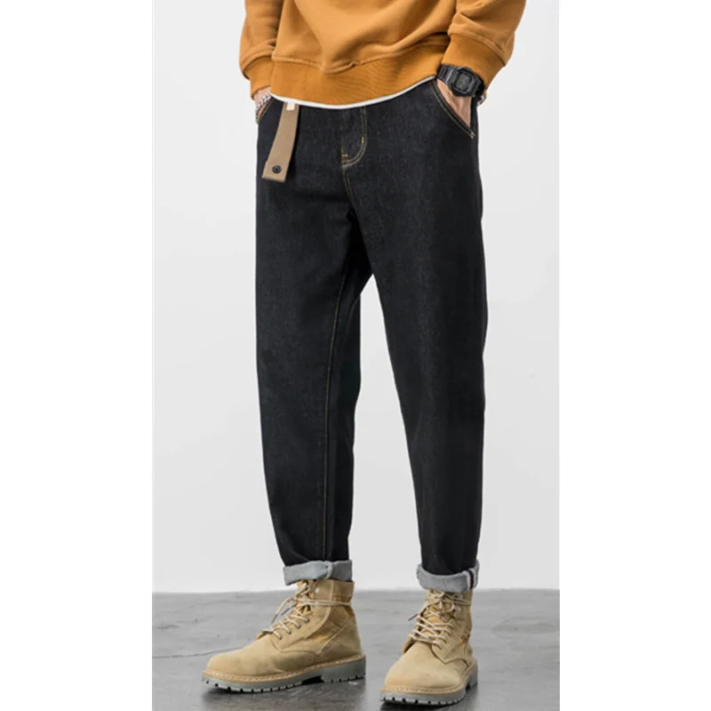 Men Clothing New Pattern Recreational Vintage Broad Leg Black Jeans Straight Cylinder Large Loose Cargo Pants 2022 Autumn Female