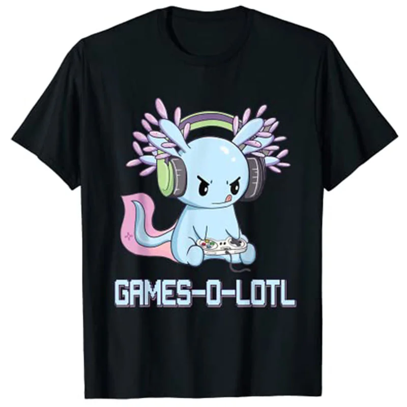 

Gamesolotl Axolotl Video Gamer Kawaii Pastel Goth аниме футболка смешные Графические футболки топы