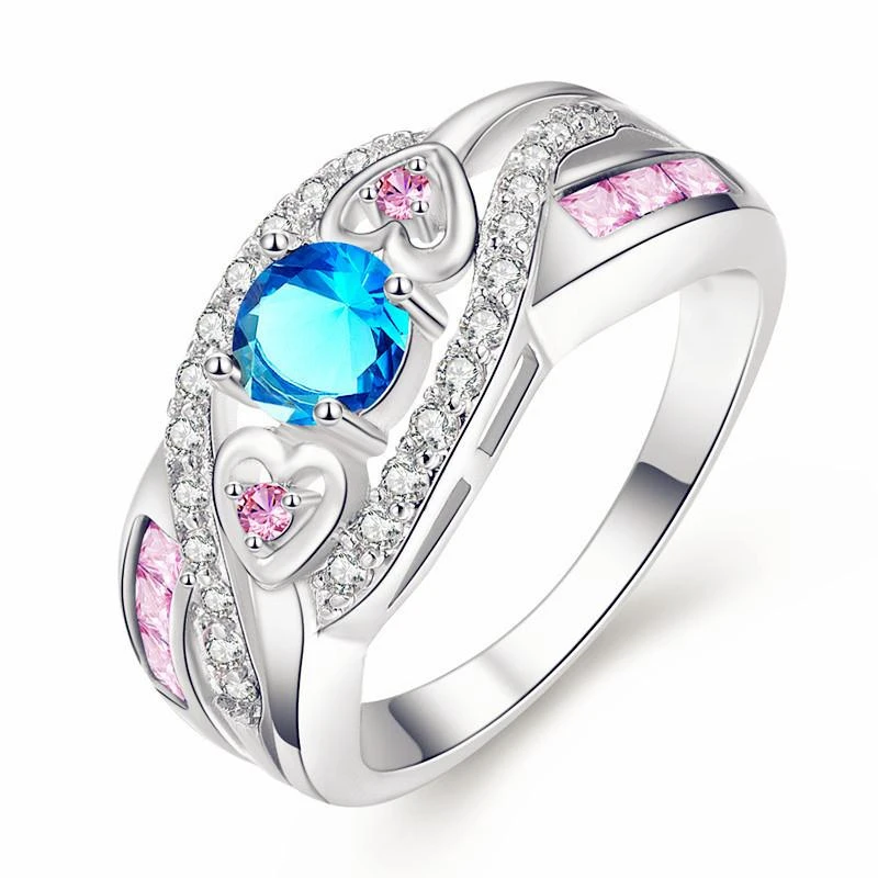 

Sweet Romantic Fashion Full Zircon Inlaid Heart Bridal Rings for Women Elegant Luxury Engagement Jewelry