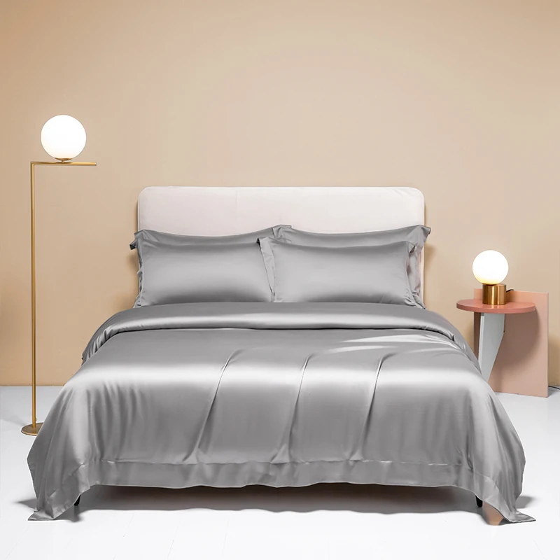 Серый комплект постельного белья из египетского хлопка роскошный однотонный