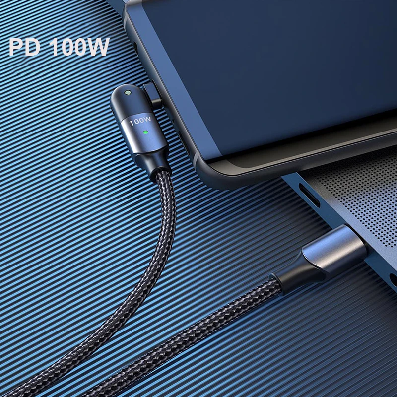 

2 м USB C к C кабели для передачи данных PD100W 5A кабель для быстрой зарядки вращающийся на 180 градусов плетеный шнур для Xiaomi Huawei Samsung Macbook