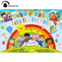 allenjoy happy childrens day colourful party backdrop rainbow birthday cloud balloons kids grass banner photozone background