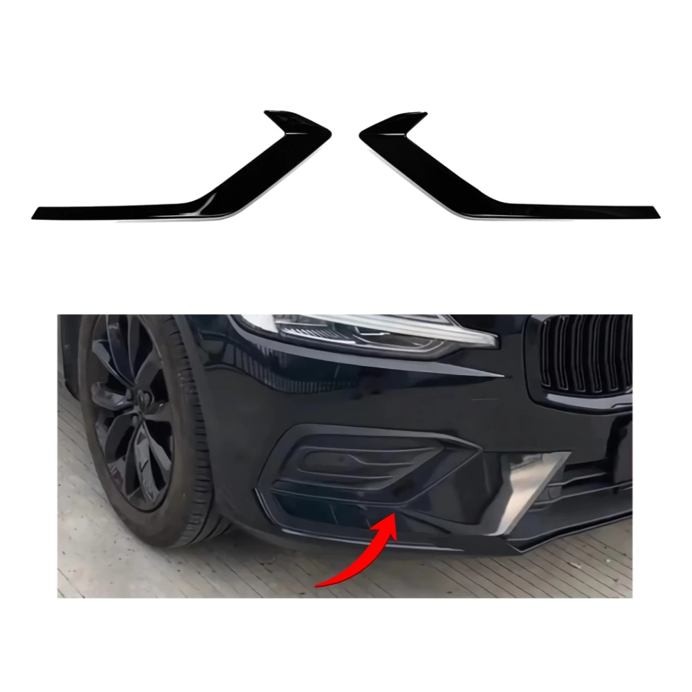 

1 пара черных наклеек для Volvo V60 2018-2024 S60 2020-2025 Передний бампер Украшение полосы Автомобиль Тюнинг Запчасти Аксессуары