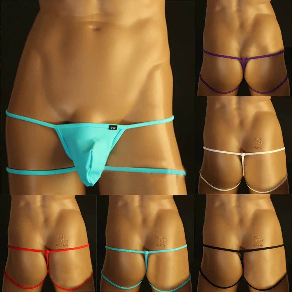

Sexy Men's Lingerie Elephant Nose Pouch Briefs Thong Panties Solid Color Underwear Sissy Gay G-string Intimates
