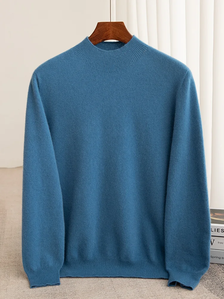 Модель 100% мужской плотный пуловер с полувысоким воротником свитер новинка