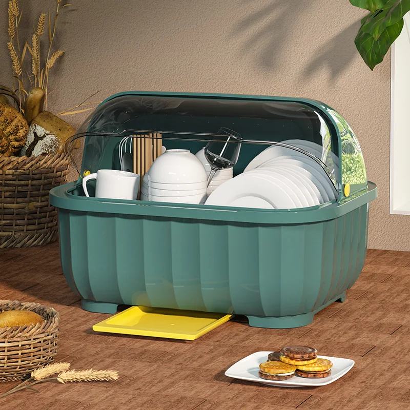 

Bowl And Plate Storage Rack Countertop Tableware Organizer Dustproof Storage Box With Lid Kitchen Accessories