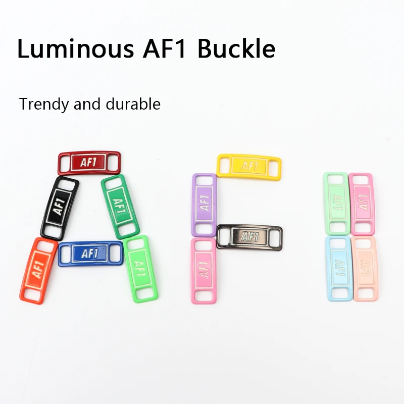 1Pair AF1 Luminous Shoelaces Buckle AtNight Fluorescent Glowing Sneaker Accessories Air Force Metal Lock DIY Shoelace Decoration