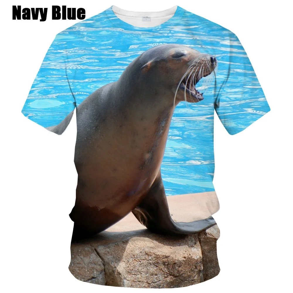 Футболка Мужская/женская с 3D-принтом морского льва модная Облегающая рубашка