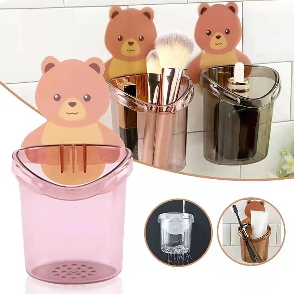 

1pcs Bathroom Storage Shelf Cups Free Perforated Cosmetic Toothbrush Paste Storage Rack Bathroom Wall-mounted Drainable Shelf