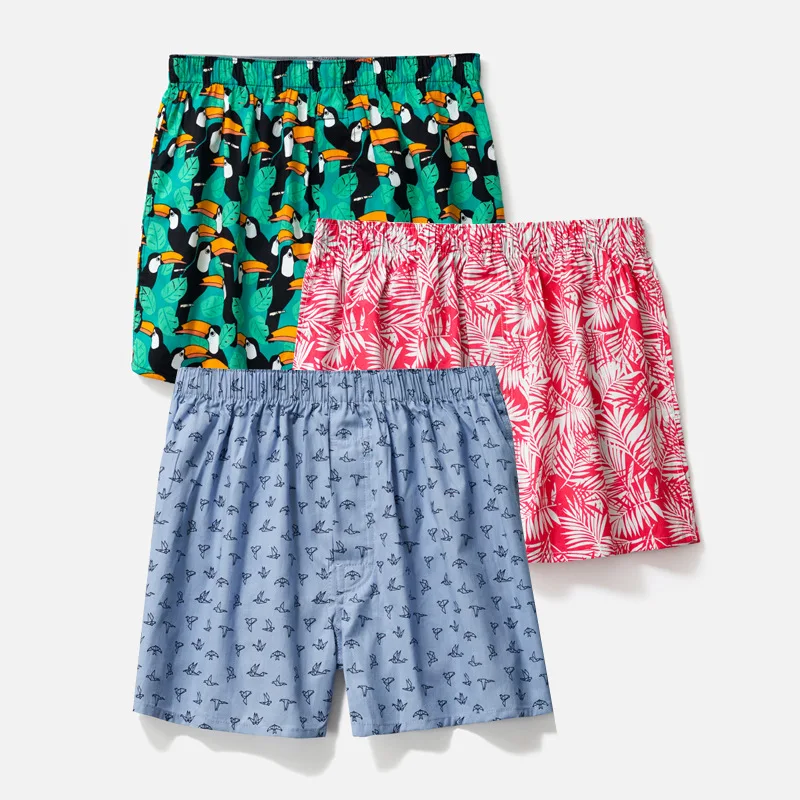 3PCS Mens Boxers Men's Panties Cotton Boxer Shorts Plus Size Sleep Underpants  Arro Pants Trendy Loose Men Underwear Boxers Pack