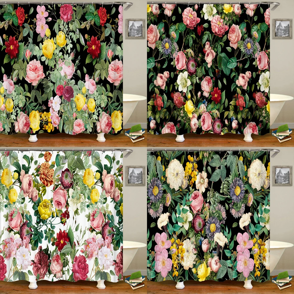 

Flowers style Shower Curtain beautiful colorful floral 3D Printed Shower Curtain Polyester Waterproof Home Decor Curtain 180x180