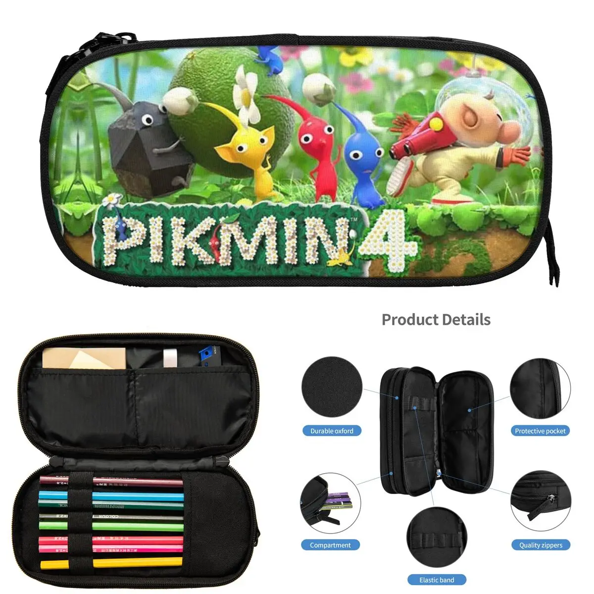 Фото Пеналы Pikmin 4 для подарков студентам, коробка для ручек, сумка для карандашей, пенал большой вместимости. №3
