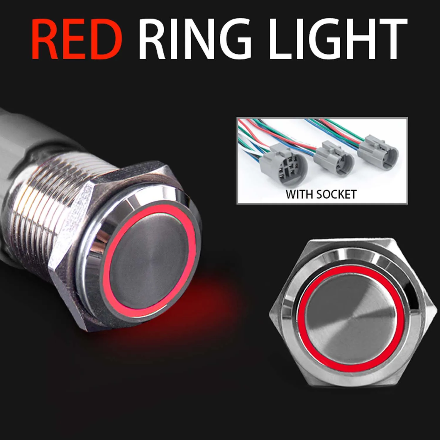 12/16/19/22 мм с проводом, кнопочный переключатель, металлическая флейта, мгновенная зеркальная флейта, выключатель питания двигателя автомобиля Blue HUSA