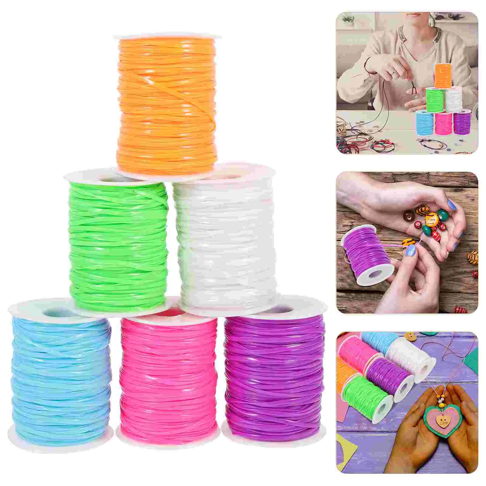 

6 Rolls Weaving Kit Flat Braided Belt DIY Lanyard Portable Pvc Lacing Cord