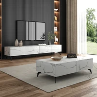 rock board tea table tv cabinet combination gray suit simple modern small family retractable light luxury wind tv cabinet