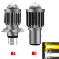 ba20d h6 h4 led motorcycle headlight two color bulb scooter lights double claw three claw auxiliary modified light fog lamp