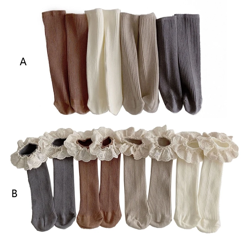 

Baby Boy Girl Knee High Socks Over the Calf Stockings Lace Style Optional for Toddler 0-2-4 Year Breathable High Elastic