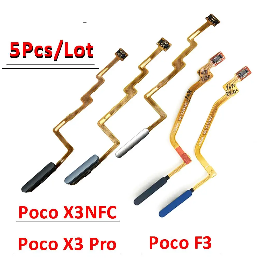 

5Pcs，100% Original For Xiaomi Poco X3 NFC / Poco X3 F3 M4 Pro 4G Home Button Fingerprint Touch ID Sensor Connector Flex Cable