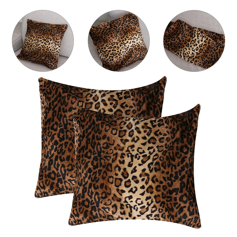 

Pillow Covers Throw Plush Cases Cover Decorative Print Pillowcase Pillowcases Animal Case Sofa Cushion Decor Square Fur Cheetah