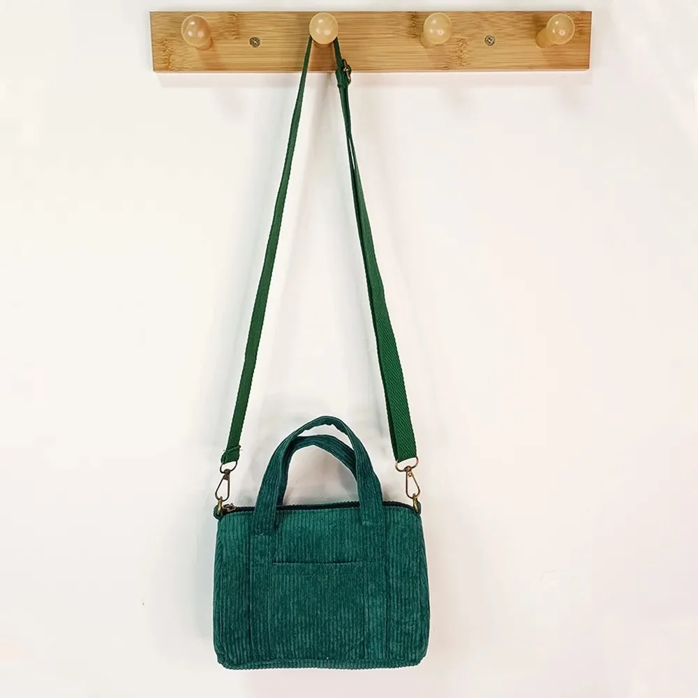 

Small Corduroy Tote Bag Designer Handbag with Zipper Shopper Cute Shoulder Bags Purses for Women Travel Messenger Bag