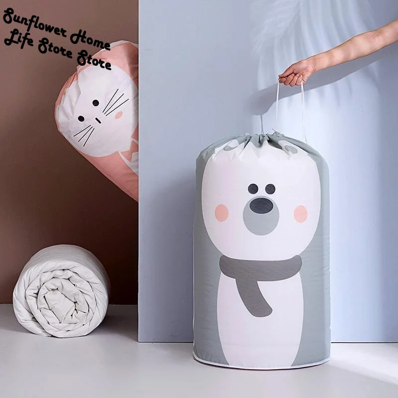

Cute Large Capacity Quilt Storage Bag Clothes Packaging Toy Packing Bag Closet Clothing Organizer Bag For Pillow Blanket Bedding