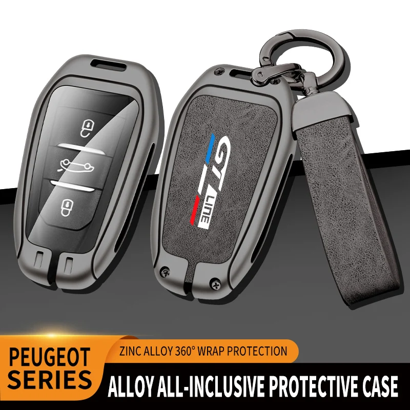 

Car Zinc Alloy Key Case Bag For Peugeot GTLine 407 607 208 308 408 508 608 2008 3008 4008 5000 8 RCZ Car Key Chain Metal Key She