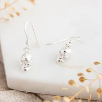simple 925 sterling silver white skull pendant engagement anniversary gift earrings