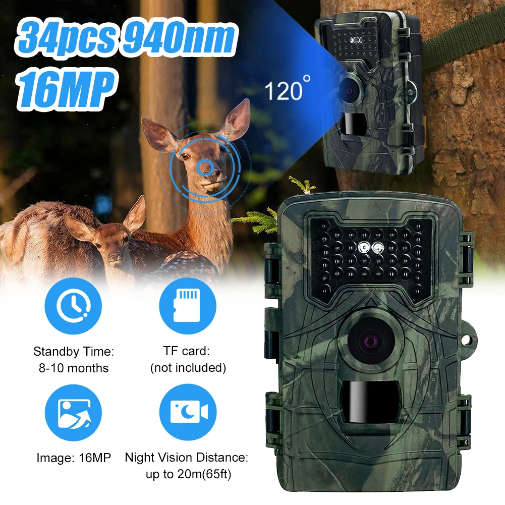 

Trail Camera 16MP 1080P Hunting Camera Waterproof 0.2s Trigger Time for Outdoor Nature Garden and Home Security Surveillance