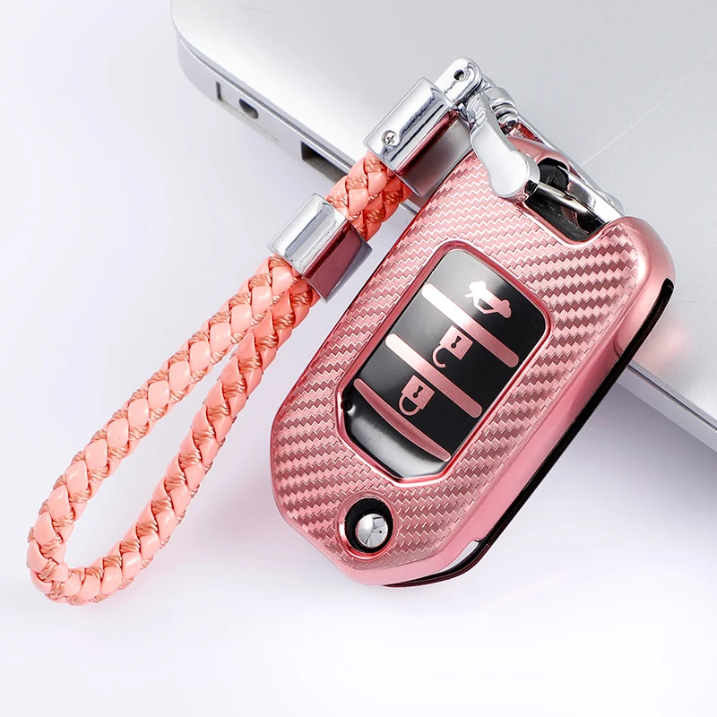 

Carbon Fiber Soft TPU Car Remote Key Case Cover for Honda Civic CR-V HR-V Accord Jade Crider Odyssey 2015-2018 Auto Accessories