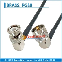 pl259 so239 uhf male right angle to q9 bnc male 90 degree connector pigtail jumper rg 58 rg58 3d fb extend cable 50 ohm