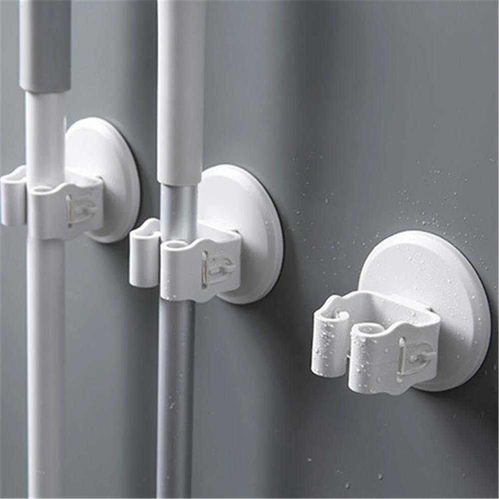 

3Pcs Wall Mounted Mop Storage Holder Self Adhesive Hook Bathroom Hooks Brush Broom Hanging Hook Kitchen Multi-Purpose Hooks