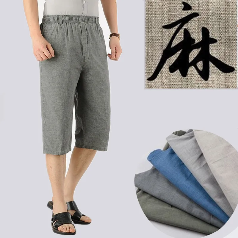 Mens Cotton Linen Shorts for Men Summer Thin Breathable Solid Color Casual Short Pants Male Quality Brand Plus Size Shorts 5XL