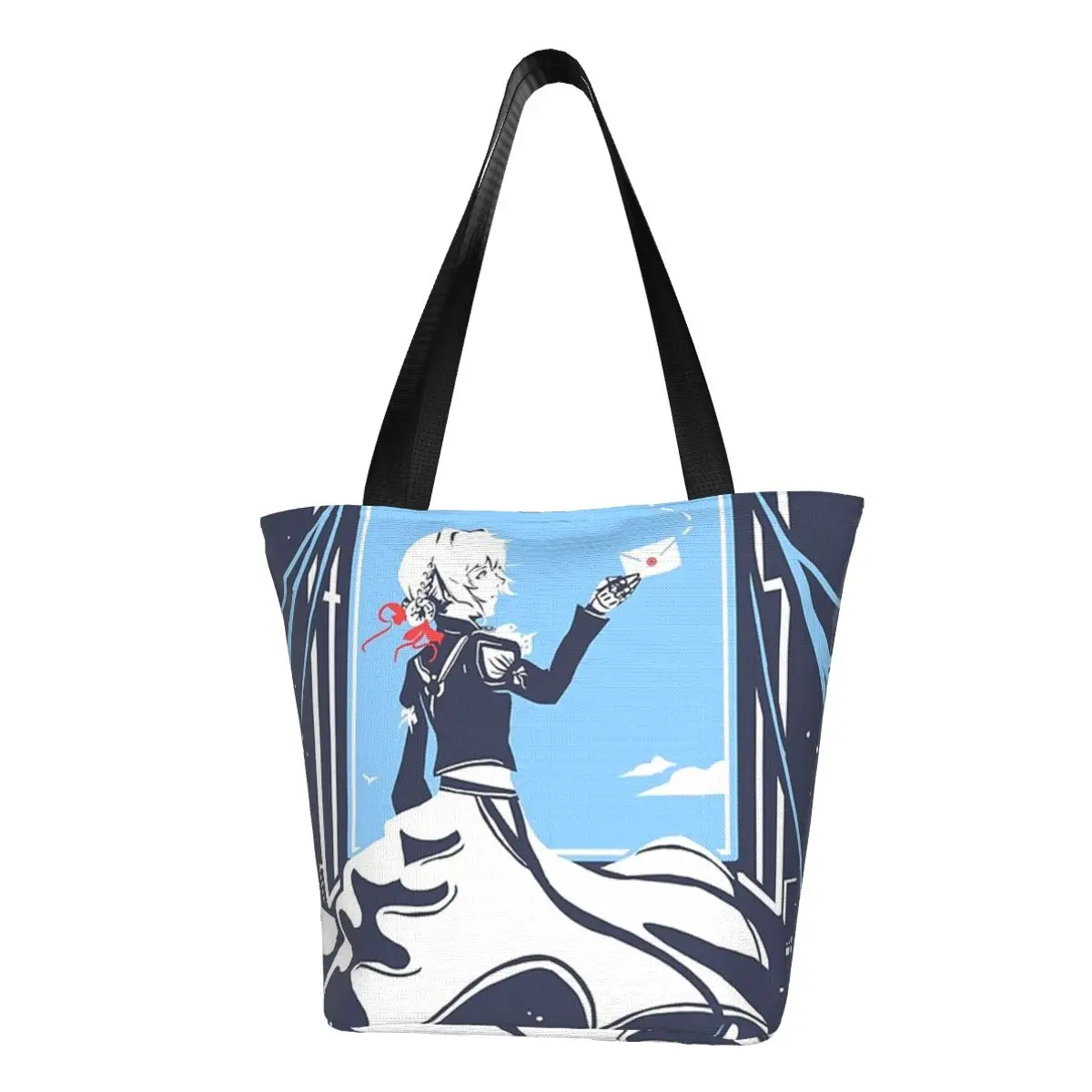 

Violet Evergarden Poster Shopping Bag cute funny anime otaku gilbert bougainvillea japan Work Polyester Handbags Student Bags