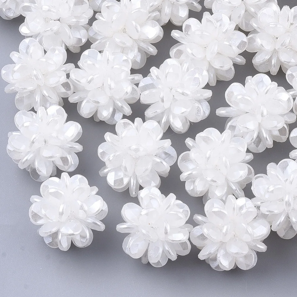 

50PCS Handmade ABS Plastic Imitation Pearl Woven Beads Ball Cluster Beads for Name Bracelets & Jewelry Making White 16~17mm