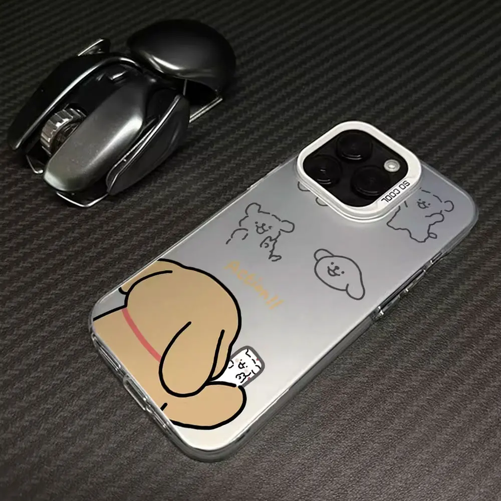 j kolorowa srebrna zabawna para psa Etui na telefon do Samsung Galaxy S24 Ultra S10 S20 S22 Plus S21 S23 FE Wstrząsoodporna twarda obudowa