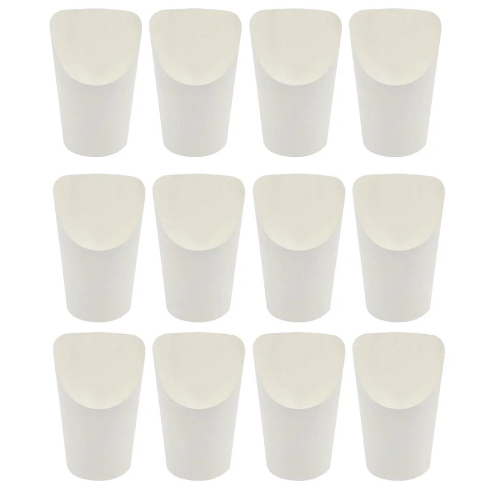 

50 Pcs Chip Cup Portable Disposable Paper Mug Kraft Fries Mini Cups Food Containers Takeaway Oblique Bracket Plastic