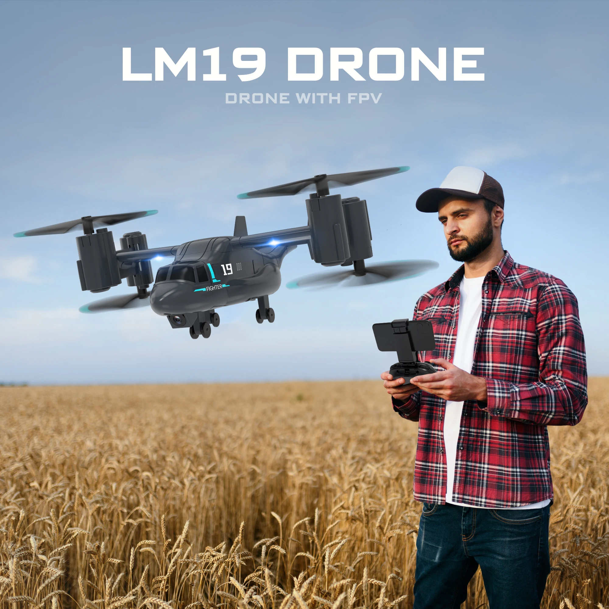 

New LM19 RC UAV Osprey Land-air Model 4k HD Four-axis Dual Mode Combat Helicopter Children's Toy