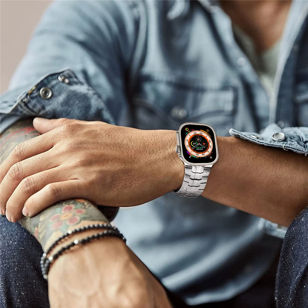 Luxury Stainless Steel Strap for Apple Watch 8 Ultra 7 Band 49mm 45mm 41mm Link Bracelet for iwatch Series 6 5 4 3 se 44mm 42mm