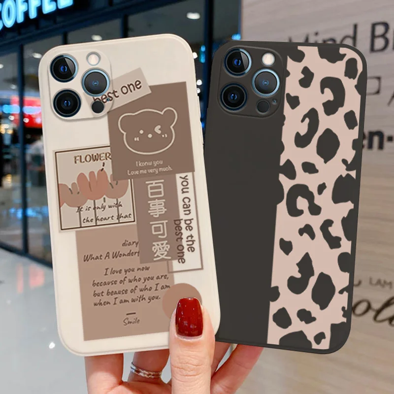 

Leopard Print Case For Iphone 11 12 13 14 Pro Max X XR XS Max 12 13 Mini 7 8 6 6S 14 Plus SE 2020 Silicone Soft iphone11 Cover