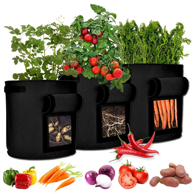 

Выращивание картофеля bag, 3 упаковки, мешки для выращивания растений с откидной крышкой для окна, дышащие мешки для посадки и утолщенные с дв...