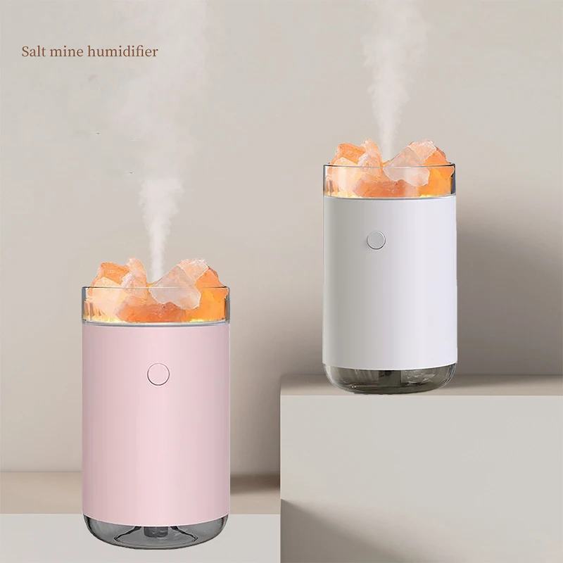 

Salt Mine Stone Aromatherapy Humidifier Desktop Colorful Lights Multifunctional Spray Humidifier with LED Lamp for Bedroom Home